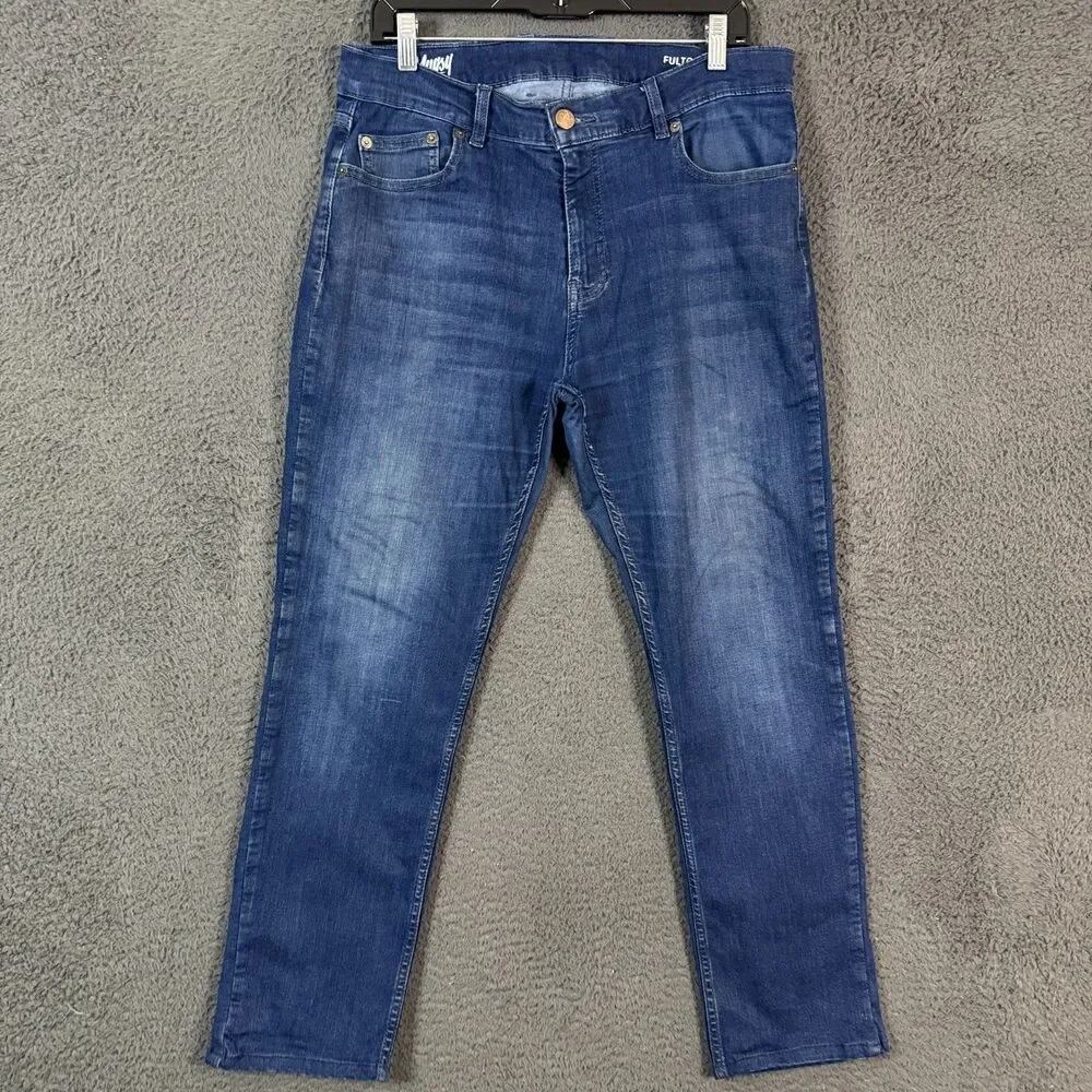 Mugsy Jeans Mens 34x30 Blue Fultons Slim Fit Stretch Dark Wash Denim Pants